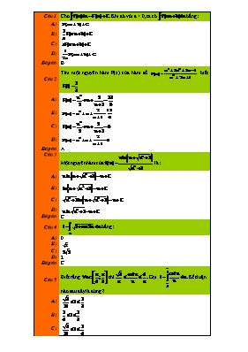 Bài tập Tích phân Lớp 12 - Phần 14
